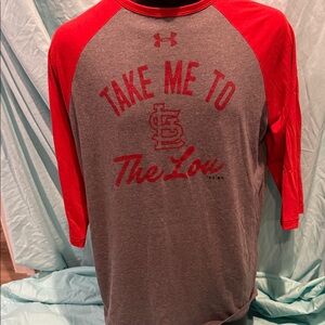 Under Armour Red and Gray Long Sleeve Tee